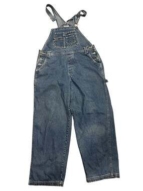 Carolina Blues Denim Overalls Y2K Utility Baggy Wide Leg Carpenter Flawed XL